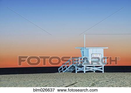 Santa Monica Beach at twilight View Large Photo Image Stock Photo - Santa Monica Beach at twilight. Fotosearch