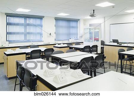 Picture - Science teaching room with work benches. Fotosearch