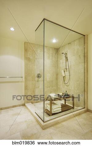 Shower in Upscale Bathroom View Large Photo Image Stock Photograph - Shower in Upscale Bathroom. Fotosearch
