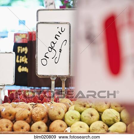 Sign Advertising Organic Produce View Large Photo Image Stock Photo - Sign Advertising Organic Produce. Fotosearch