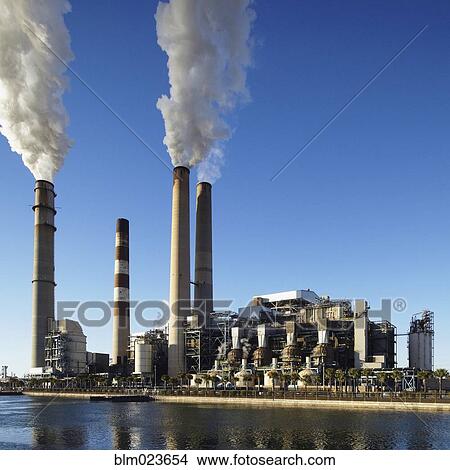 Picture - Smoke Rising From Smokestacks. Fotosearch