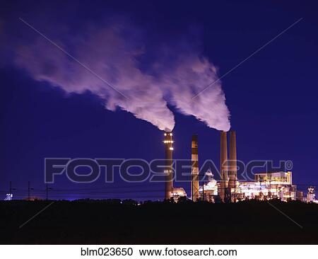 Smokestacks Billowing Smoke At Night View Large Photo Image Stock Image - Smokestacks Billowing Smoke At Night. Fotosearch