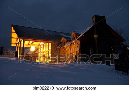 Snow Covered Countryside Hotel at Night View Large Photo Image Stock Image - Snow Covered Countryside Hotel at Night. Fotosearch