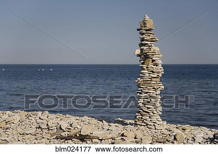 Stone Tower on the Beach View Large Photo Image Stock Photo - Stone Tower on the Beach. Fotosearch