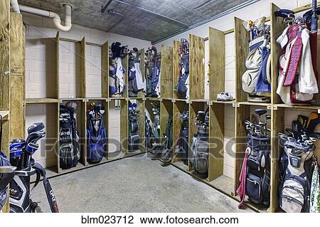Stock Image - Storage Room for Golf Clubs. Fotosearch