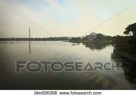Stock Photo - The Jefferson Memorial and Washington Monument . Fotosearch