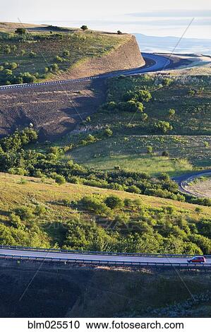 Stock Image - The landscape around the Interstate I-84 near Pendleton, Oregon. Fotosearch