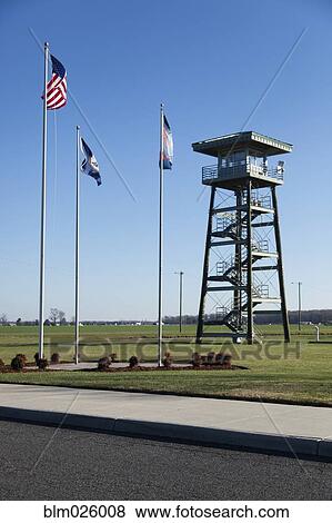 The watch tower of a Correctional Facility View Large Photo Image Stock Photo - The watch tower of a Correctional Facility. Fotosearch
