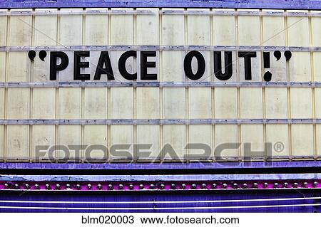 Stock Image - Tiled Sign, Peace Out!. Fotosearch