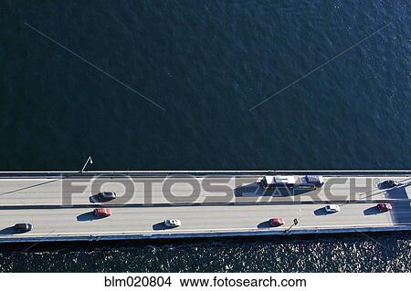 Traffic on a Floating Bridge View Large Photo Image Picture - Traffic on a Floating Bridge. Fotosearch