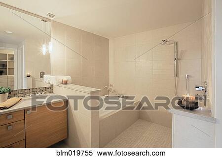 Stock Photography - Tub and Shower in Bathroom. Fotosearch
