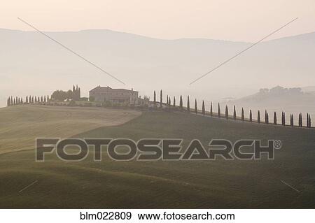 Tuscan Farmhouse at Dawn View Large Photo Image Stock Photo - Tuscan Farmhouse at Dawn. Fotosearch