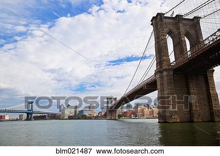 Two Bridges Leading to New York View Large Photo Image Stock Photo - Two Bridges Leading to New York. Fotosearch