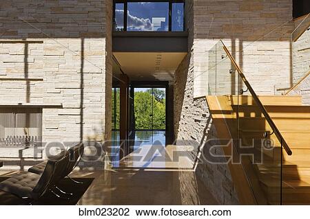 Upscale Living Room and Hallway View Large Photo Image Stock Image - Upscale Living Room and Hallway. Fotosearch