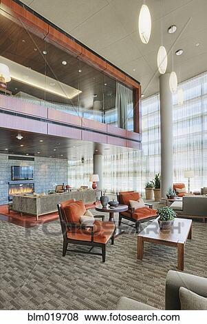 Upscale Modern Lobby View Large Photo Image Stock Photo - Upscale Modern Lobby. Fotosearch
