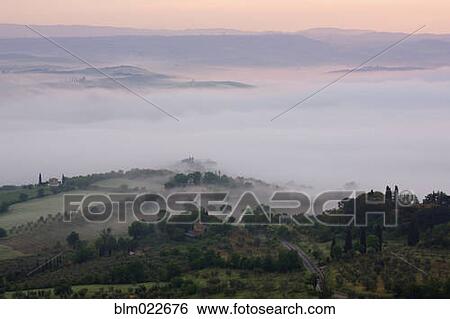 Valley Fog in the Val D'Orcia at Dawn View Large Photo Image Stock Photograph - Valley Fog in the Val D'Orcia at Dawn. Fotosearch