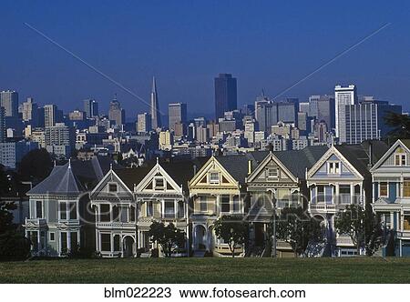 Stock Image - Victorian Row Houses in San Francisco. Fotosearch