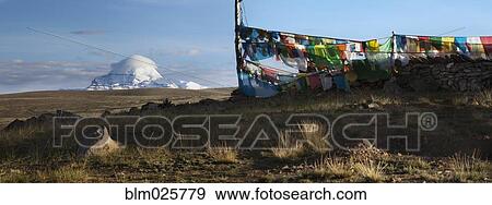 View of Mount Kailash from Chiu Gompa or Monastery with Prayer flags fluttering in the wind View Large Photo Image Stock Photo - View of Mount Kailash from Chiu Gompa or Monastery with Prayer flags fluttering in the wind. Fotosearch