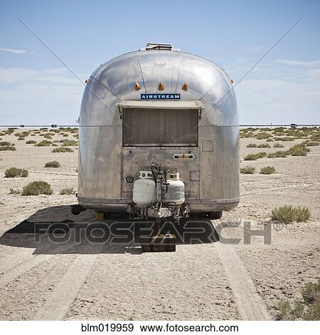 Vintage Airstream trailer on Bonneville Salt Flats View Large Photo Image Stock Photo - Vintage Airstream trailer on Bonneville Salt Flats. Fotosearch