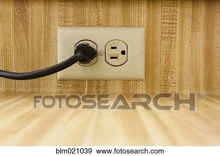Wall Socket With Power Cable View Large Photo Image Stock Photo - Wall Socket With Power Cable. Fotosearch