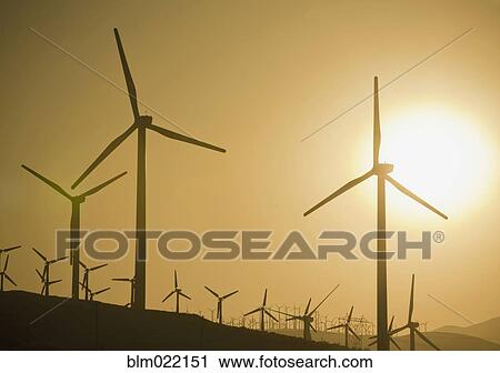 Wind Turbines at Sunset View Large Photo Image Stock Image - Wind Turbines at Sunset. Fotosearch