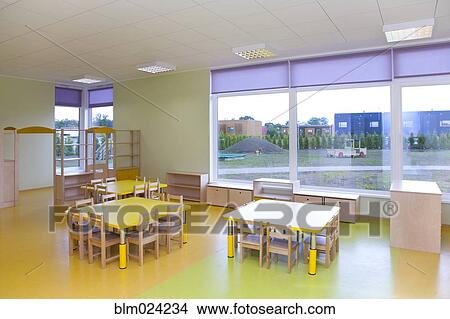 Yellow School Classroom View Large Photo Image Picture - Yellow School Classroom. Fotosearch