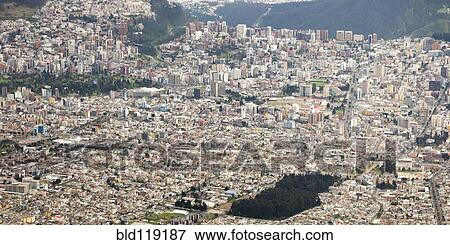 Stock Photo - Aerial view of Quito, Ecuador. Fotosearch