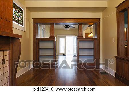 Stock Photograph - Bookshelves in living room. Fotosearch