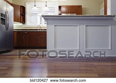 Breakfast bar and cabinets in kitchen View Large Photo Image Stock Photo - Breakfast bar and cabinets in kitchen. Fotosearch