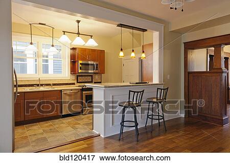 Breakfast bar in kitchen View Large Photo Image Stock Photo - Breakfast bar in kitchen. Fotosearch