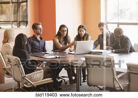 Business people talking in meeting View Large Photo Image Stock Image - Business people talking in meeting. Fotosearch