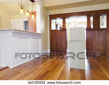 Stock Image - Cardboard boxes in new house. Fotosearch