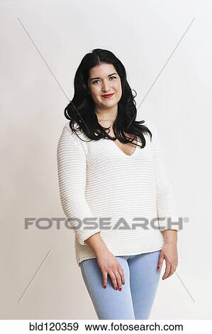 Caucasian woman smiling View Large Photo Image Stock Photo - Caucasian woman smiling. Fotosearch
