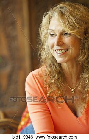 Stock Photograph - Caucasian woman smiling. Fotosearch