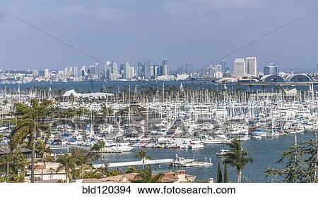 Picture - City skyline overlooking harbor, San Diego, California, United States. Fotosearch