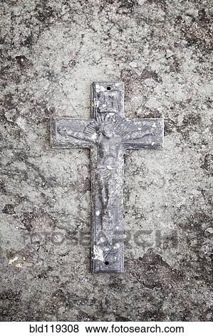 Stock Photo - Close up of carved stone cross. Fotosearch