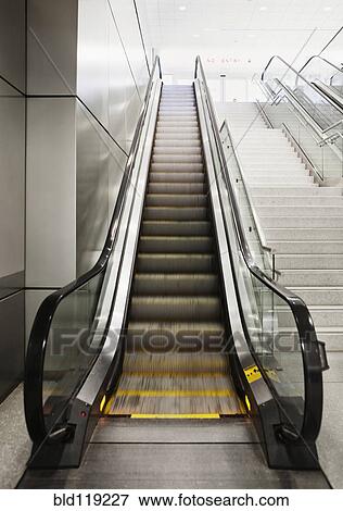 Close up of escalator in building View Large Photo Image Stock Photo - Close up of escalator in building. Fotosearch