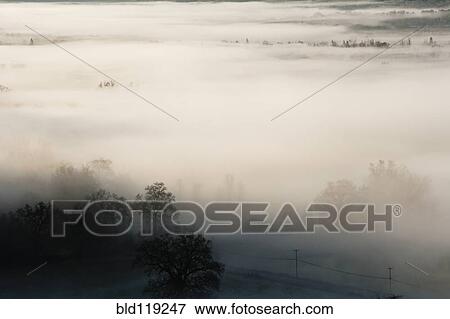 Stock Photo - Fog rolling over rural landscape. Fotosearch