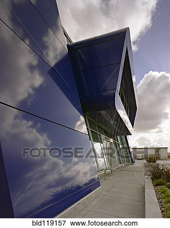 Stock Photo - Reflection of sky in Boeing Delivery Center, Everett, Washington, United States. Fotosearch