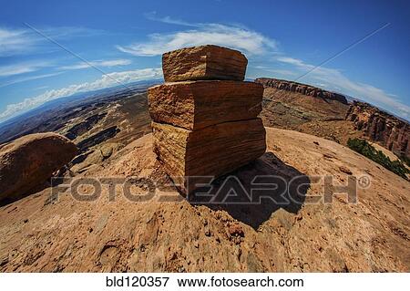Stock Photo - Rock formations in desert landscape, Moab, Utah, United States. Fotosearch