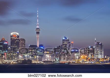 Auckland skyline lit up at night, New Zealand View Large Photo Image Stock Image - Auckland skyline lit up at night, New Zealand. Fotosearch