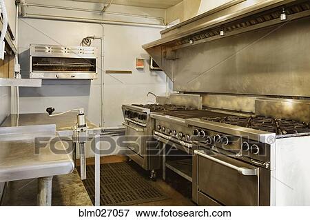 Empty commercial kitchen in restaurant View Large Photo Image Stock Photo - Empty commercial kitchen in restaurant. Fotosearch