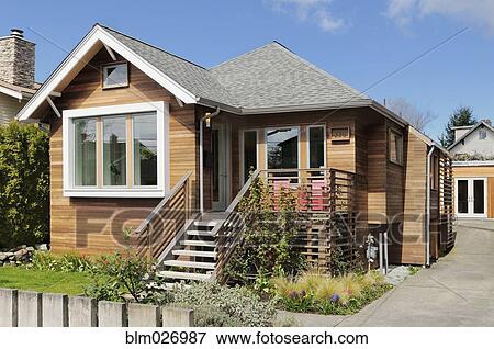 Front view of modern craftsman house View Large Photo Image Stock Photo - Front view of modern craftsman house. Fotosearch