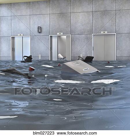 Furniture floating in flooded office View Large Photo Image Stock Image - Furniture floating in flooded office. Fotosearch