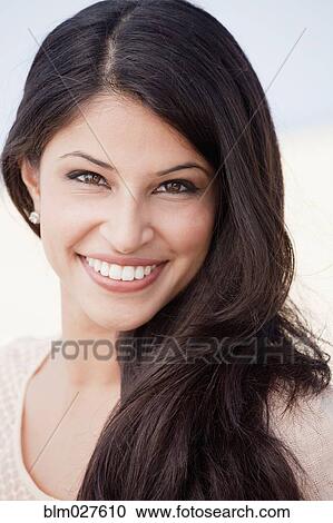 Stock Image - Indian woman smiling. Fotosearch
