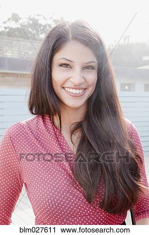 Stock Image - Indian woman smiling. Fotosearch