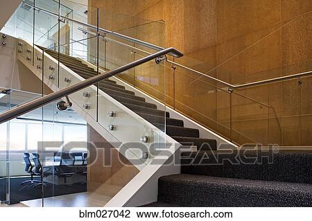 Staircase in modern office building View Large Photo Image Stock Image - Staircase in modern office building. Fotosearch