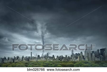 Stock Photograph - Tornado rolling through New York, New York, United States. Fotosearch