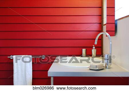 Towel and sink in modern bathroom View Large Photo Image Stock Photograph - Towel and sink in modern bathroom. Fotosearch