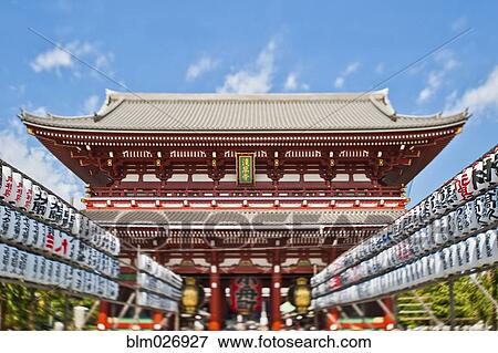 Traditional Japanese building with lanterns, Tokyo, Japan View Large Photo Image Stock Photo - Traditional Japanese building with lanterns, Tokyo, Japan. Fotosearch